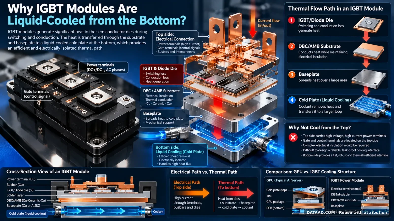 IGBT Die → Substrate → Baseplate → Cold Plate